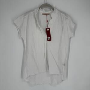 XCVI wearables shirt top xs white linen blend relaxed boho minimalist coastal